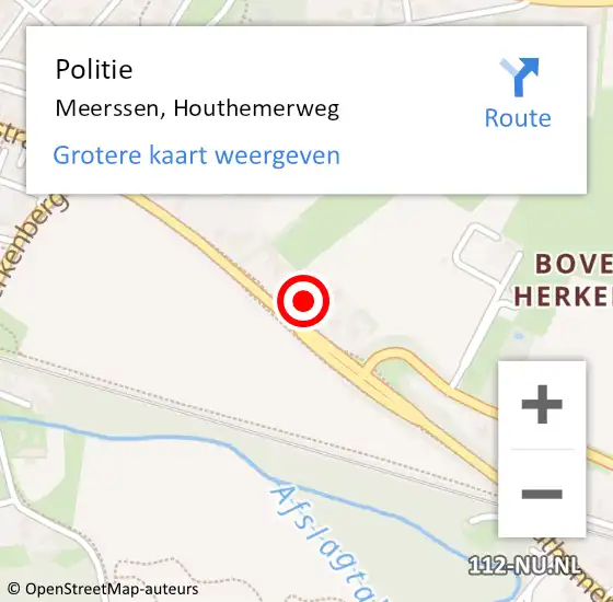 Locatie op kaart van de 112 melding: Politie Meerssen, Houthemerweg op 3 april 2022 16:22