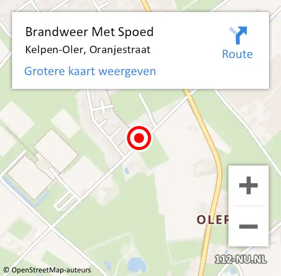 Locatie op kaart van de 112 melding: Brandweer Met Spoed Naar Kelpen-Oler, Oranjestraat op 3 april 2022 16:42