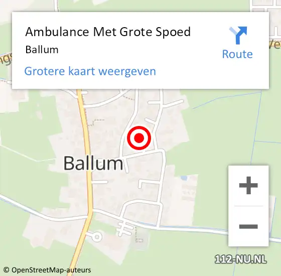 Locatie op kaart van de 112 melding: Ambulance Met Grote Spoed Naar Ballum op 13 juli 2014 07:08