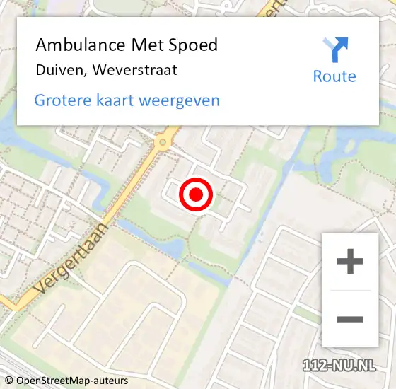 Locatie op kaart van de 112 melding: Ambulance Met Spoed Naar Duiven, Weverstraat op 3 april 2022 16:49