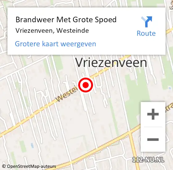 Locatie op kaart van de 112 melding: Brandweer Met Grote Spoed Naar Vriezenveen, Westeinde op 3 april 2022 16:49