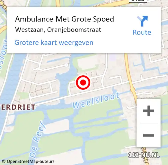 Locatie op kaart van de 112 melding: Ambulance Met Grote Spoed Naar Westzaan, Oranjeboomstraat op 3 april 2022 16:56