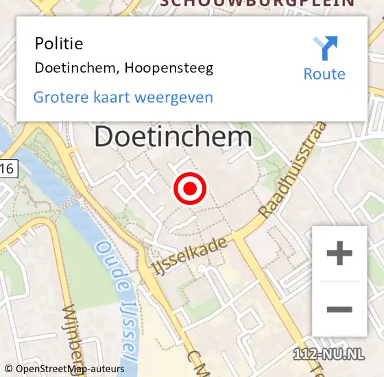 Locatie op kaart van de 112 melding: Politie Doetinchem, Hoopensteeg op 3 april 2022 16:58