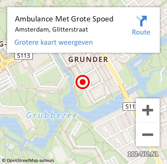 Locatie op kaart van de 112 melding: Ambulance Met Grote Spoed Naar Amsterdam-Zuidoost, Glitterstraat op 3 april 2022 17:10