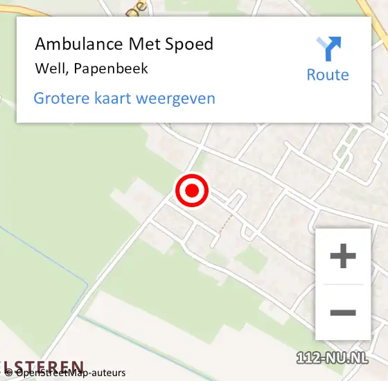 Locatie op kaart van de 112 melding: Ambulance Met Spoed Naar Well, Papenbeek op 8 oktober 2013 08:22