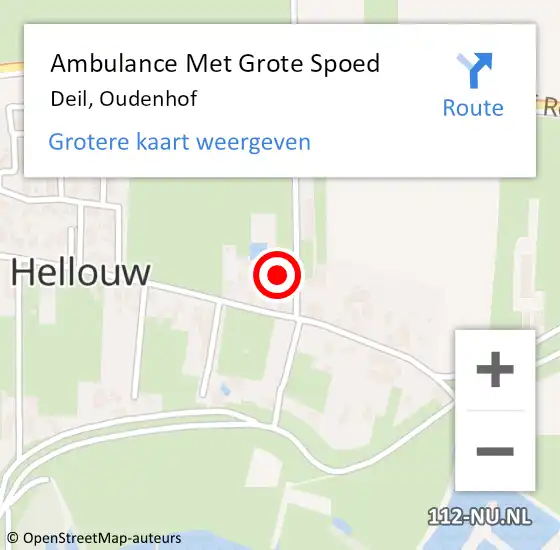 Locatie op kaart van de 112 melding: Ambulance Met Grote Spoed Naar Deil, Oudenhof op 3 april 2022 17:15