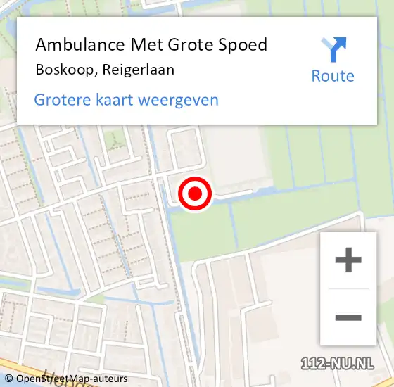 Locatie op kaart van de 112 melding: Ambulance Met Grote Spoed Naar Boskoop, Reigerlaan op 3 april 2022 17:23