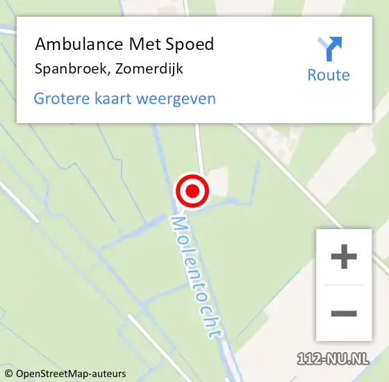 Locatie op kaart van de 112 melding: Ambulance Met Spoed Naar Spanbroek, Zomerdijk op 3 april 2022 17:34