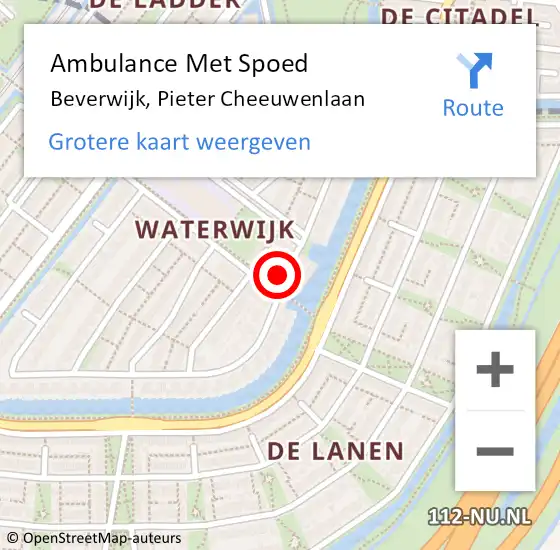 Locatie op kaart van de 112 melding: Ambulance Met Spoed Naar Beverwijk, Pieter Cheeuwenlaan op 3 april 2022 17:45