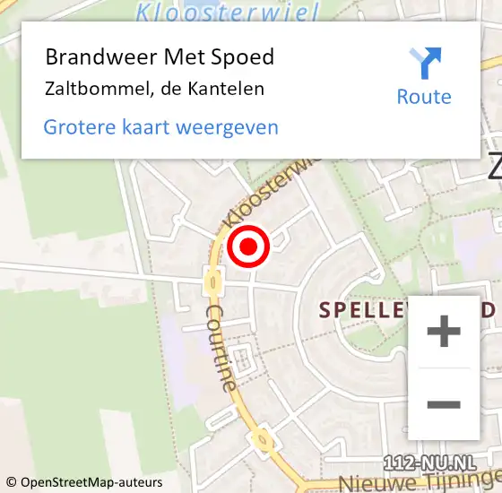 Locatie op kaart van de 112 melding: Brandweer Met Spoed Naar Zaltbommel, de Kantelen op 3 april 2022 18:04