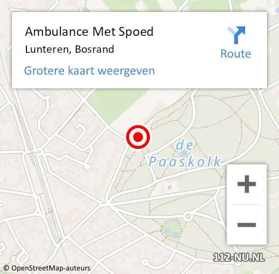 Locatie op kaart van de 112 melding: Ambulance Met Spoed Naar Lunteren, Bosrand op 3 april 2022 18:41