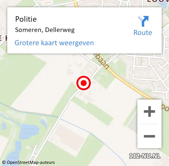 Locatie op kaart van de 112 melding: Politie Someren, Dellerweg op 3 april 2022 18:50