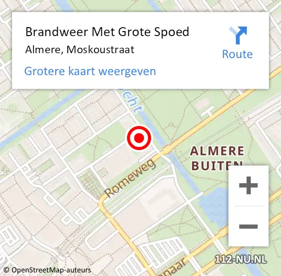 Locatie op kaart van de 112 melding: Brandweer Met Grote Spoed Naar Almere, Moskoustraat op 3 april 2022 18:54