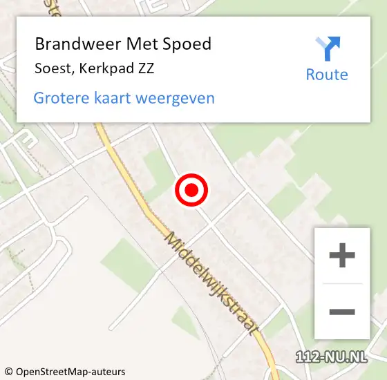 Locatie op kaart van de 112 melding: Brandweer Met Spoed Naar Soest, Kerkpad ZZ op 3 april 2022 18:58