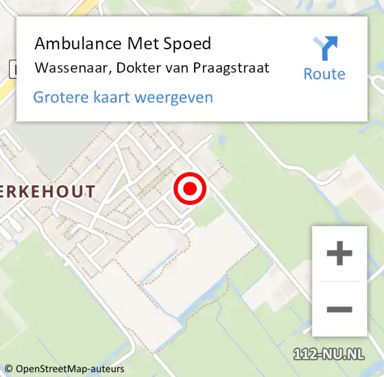 Locatie op kaart van de 112 melding: Ambulance Met Spoed Naar Wassenaar, Dokter van Praagstraat op 3 april 2022 19:04