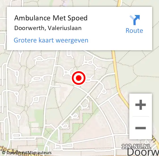 Locatie op kaart van de 112 melding: Ambulance Met Spoed Naar Doorwerth, Valeriuslaan op 3 april 2022 19:05