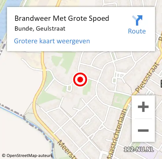 Locatie op kaart van de 112 melding: Brandweer Met Grote Spoed Naar Bunde, Geulstraat op 3 april 2022 19:09