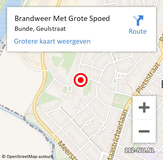 Locatie op kaart van de 112 melding: Brandweer Met Grote Spoed Naar Bunde, Geulstraat op 3 april 2022 19:23