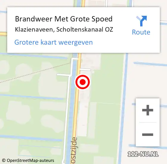 Locatie op kaart van de 112 melding: Brandweer Met Grote Spoed Naar Klazienaveen, Scholtenskanaal OZ op 3 april 2022 19:27