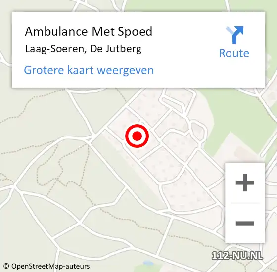 Locatie op kaart van de 112 melding: Ambulance Met Spoed Naar Laag-Soeren, De Jutberg op 3 april 2022 19:59