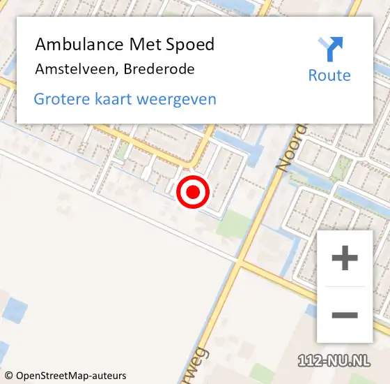 Locatie op kaart van de 112 melding: Ambulance Met Spoed Naar Amstelveen, Brederode op 3 april 2022 20:14