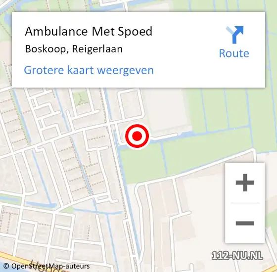 Locatie op kaart van de 112 melding: Ambulance Met Spoed Naar Boskoop, Reigerlaan op 3 april 2022 20:15