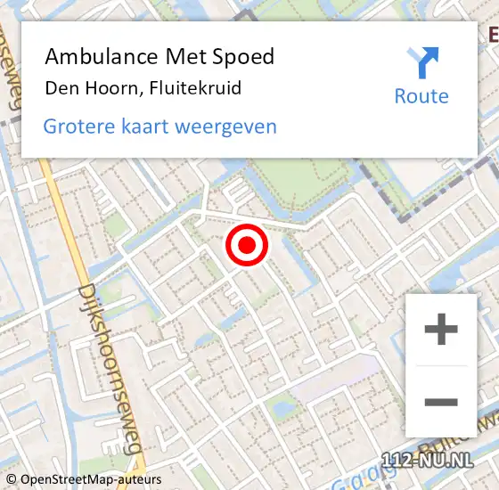 Locatie op kaart van de 112 melding: Ambulance Met Spoed Naar Den Hoorn, Fluitekruid op 3 april 2022 20:22