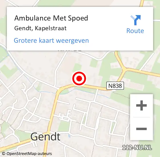 Locatie op kaart van de 112 melding: Ambulance Met Spoed Naar Gendt, Kapelstraat op 3 april 2022 20:37