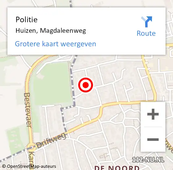 Locatie op kaart van de 112 melding: Politie Huizen, Magdaleenweg op 3 april 2022 20:42