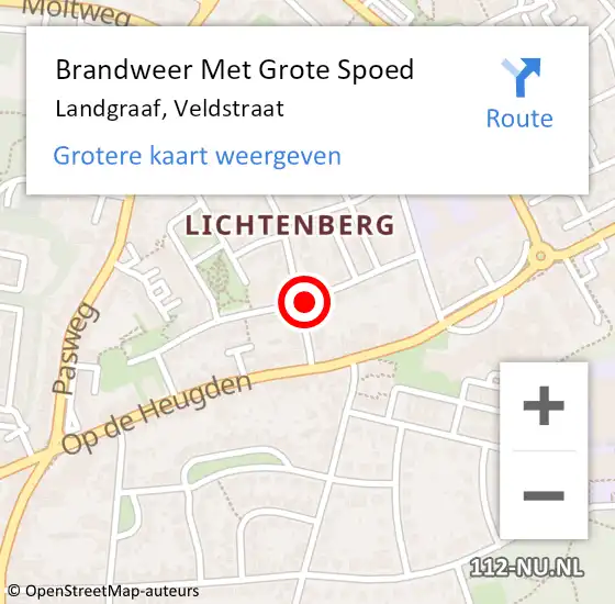 Locatie op kaart van de 112 melding: Brandweer Met Grote Spoed Naar Landgraaf, Veldstraat op 3 april 2022 20:45