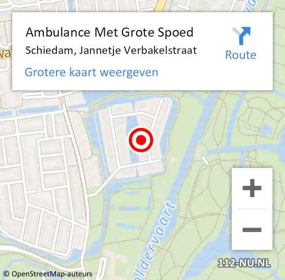 Locatie op kaart van de 112 melding: Ambulance Met Grote Spoed Naar Schiedam, Jannetje Verbakelstraat op 3 april 2022 21:00