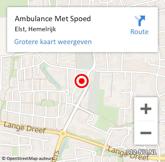Locatie op kaart van de 112 melding: Ambulance Met Spoed Naar Elst, Hemelrijk op 3 april 2022 21:15
