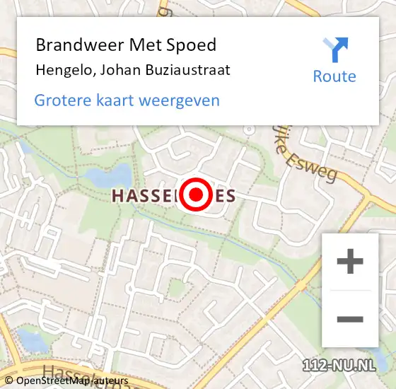 Locatie op kaart van de 112 melding: Brandweer Met Spoed Naar Hengelo, Johan Buziaustraat op 3 april 2022 21:17