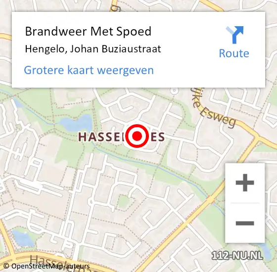 Locatie op kaart van de 112 melding: Brandweer Met Spoed Naar Hengelo, Johan Buziaustraat op 3 april 2022 21:38