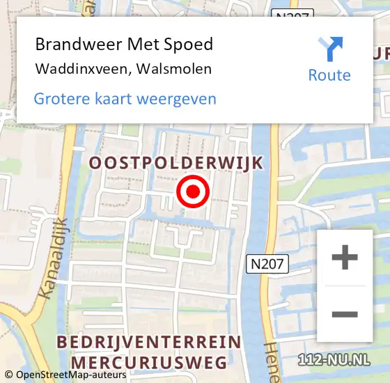 Locatie op kaart van de 112 melding: Brandweer Met Spoed Naar Waddinxveen, Walsmolen op 3 april 2022 22:15