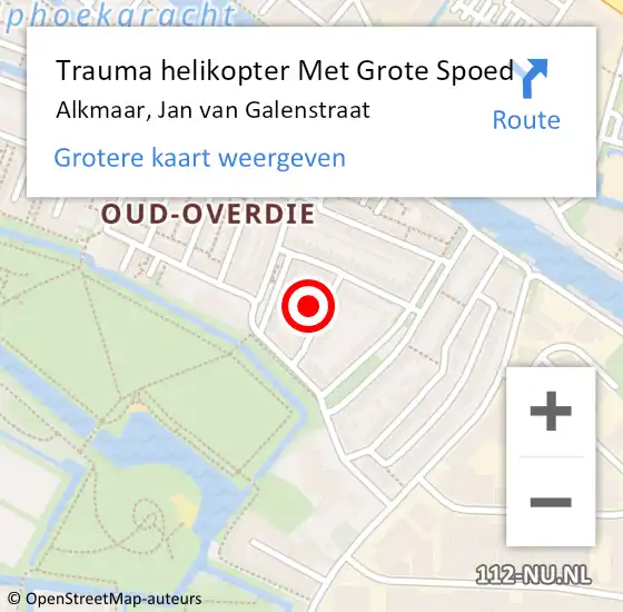 Locatie op kaart van de 112 melding: Trauma helikopter Met Grote Spoed Naar Alkmaar, Jan van Galenstraat op 3 april 2022 22:45