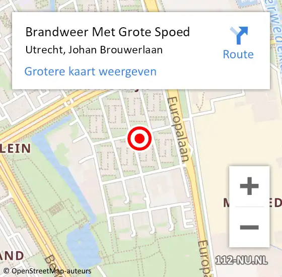 Locatie op kaart van de 112 melding: Brandweer Met Grote Spoed Naar Utrecht, Johan Brouwerlaan op 3 april 2022 23:14