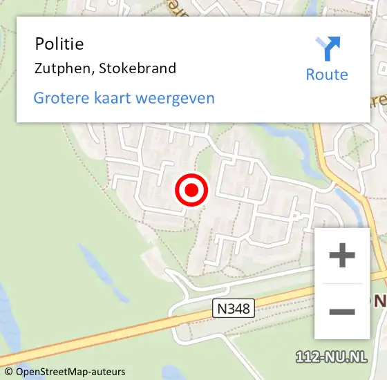 Locatie op kaart van de 112 melding: Politie Zutphen, Stokebrand op 3 april 2022 23:14