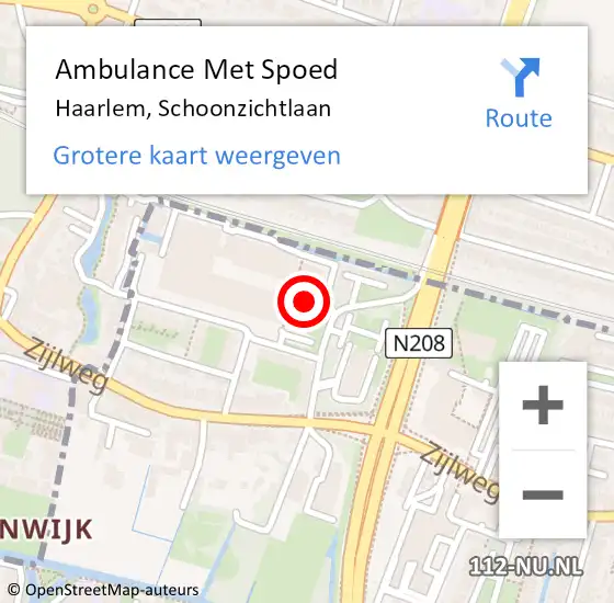 Locatie op kaart van de 112 melding: Ambulance Met Spoed Naar Haarlem, Schoonzichtlaan op 3 april 2022 23:54