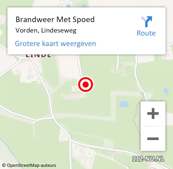 Locatie op kaart van de 112 melding: Brandweer Met Spoed Naar Vorden, Lindeseweg op 4 april 2022 00:07