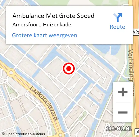 Locatie op kaart van de 112 melding: Ambulance Met Grote Spoed Naar Amersfoort, Huizenkade op 13 juli 2014 08:38