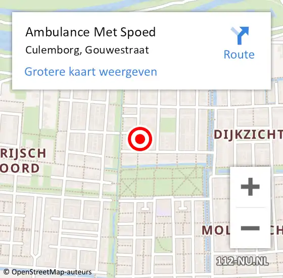 Locatie op kaart van de 112 melding: Ambulance Met Spoed Naar Culemborg, Gouwestraat op 4 april 2022 00:44