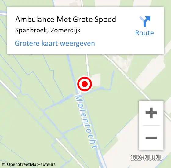 Locatie op kaart van de 112 melding: Ambulance Met Grote Spoed Naar Spanbroek, Zomerdijk op 4 april 2022 02:39