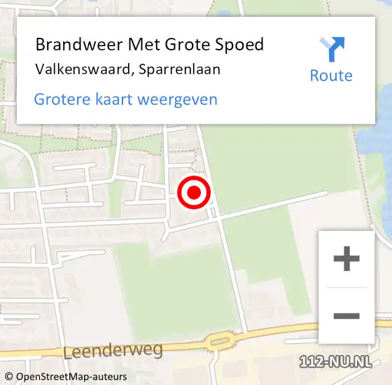 Locatie op kaart van de 112 melding: Brandweer Met Grote Spoed Naar Valkenswaard, Sparrenlaan op 4 april 2022 03:11