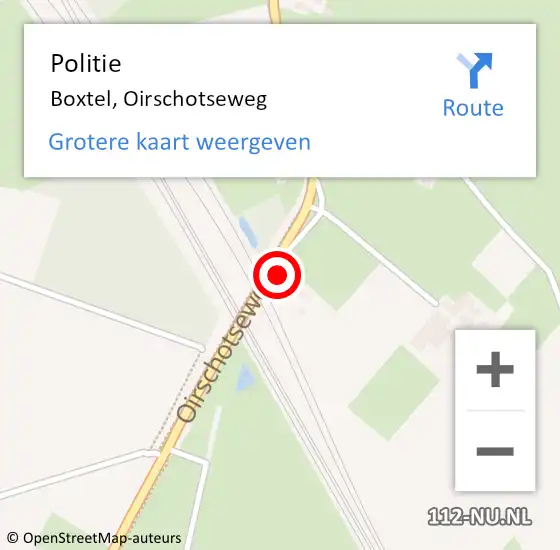 Locatie op kaart van de 112 melding: Politie Boxtel, Oirschotseweg op 4 april 2022 03:16