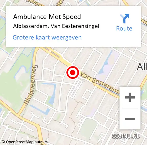 Locatie op kaart van de 112 melding: Ambulance Met Spoed Naar Alblasserdam, Van Eesterensingel op 4 april 2022 04:09