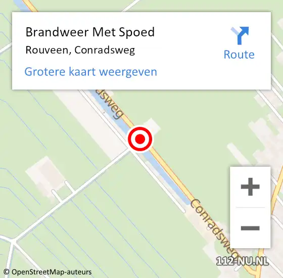 Locatie op kaart van de 112 melding: Brandweer Met Spoed Naar Rouveen, Conradsweg op 13 juli 2014 08:55