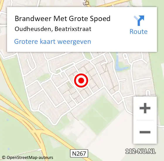 Locatie op kaart van de 112 melding: Brandweer Met Grote Spoed Naar Oudheusden, Beatrixstraat op 4 april 2022 04:21