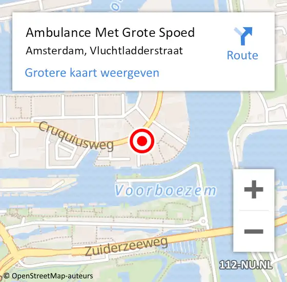 Locatie op kaart van de 112 melding: Ambulance Met Grote Spoed Naar Amsterdam, Vluchtladderstraat op 4 april 2022 04:22