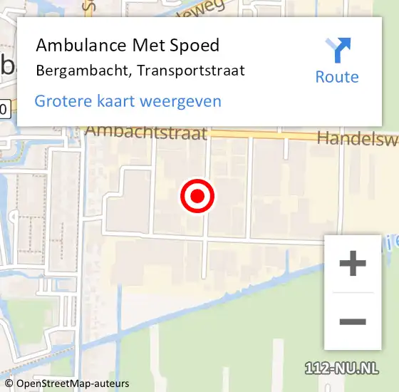 Locatie op kaart van de 112 melding: Ambulance Met Spoed Naar Bergambacht, Transportstraat op 4 april 2022 07:07